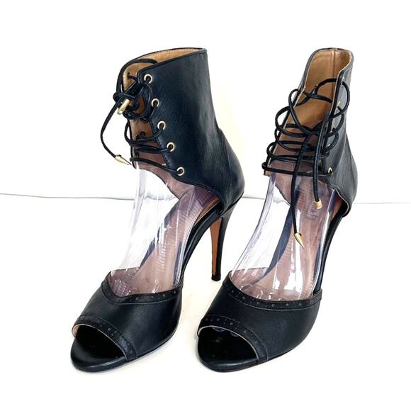 Samanta Victorian Whimsigoth Bootie Heels Size 8.5M Black Leather Witchy Punk - Picture 2 of 11